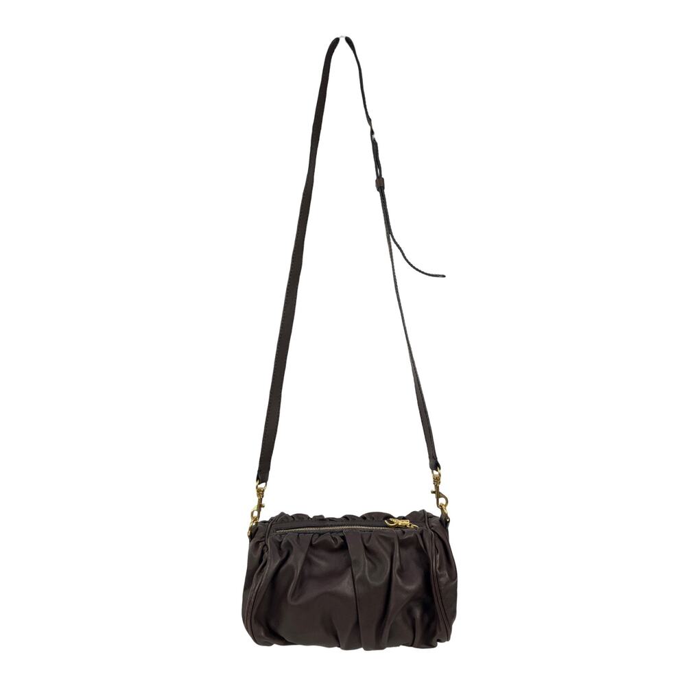 Dolce & Gabbana D&G Brown Ruched Leather Mini Shoulder Bag Crossbody